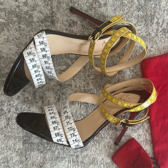 Christian Louboutin Vintage Trompe L'oeil Measuring Tape Strappy High Heels - Picture 4 of 16